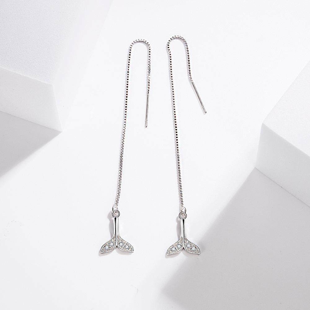 Beautiful Mermaid Micro-zircon Temperament Tassel Mid-length Fashionable Ear Wire Earrings