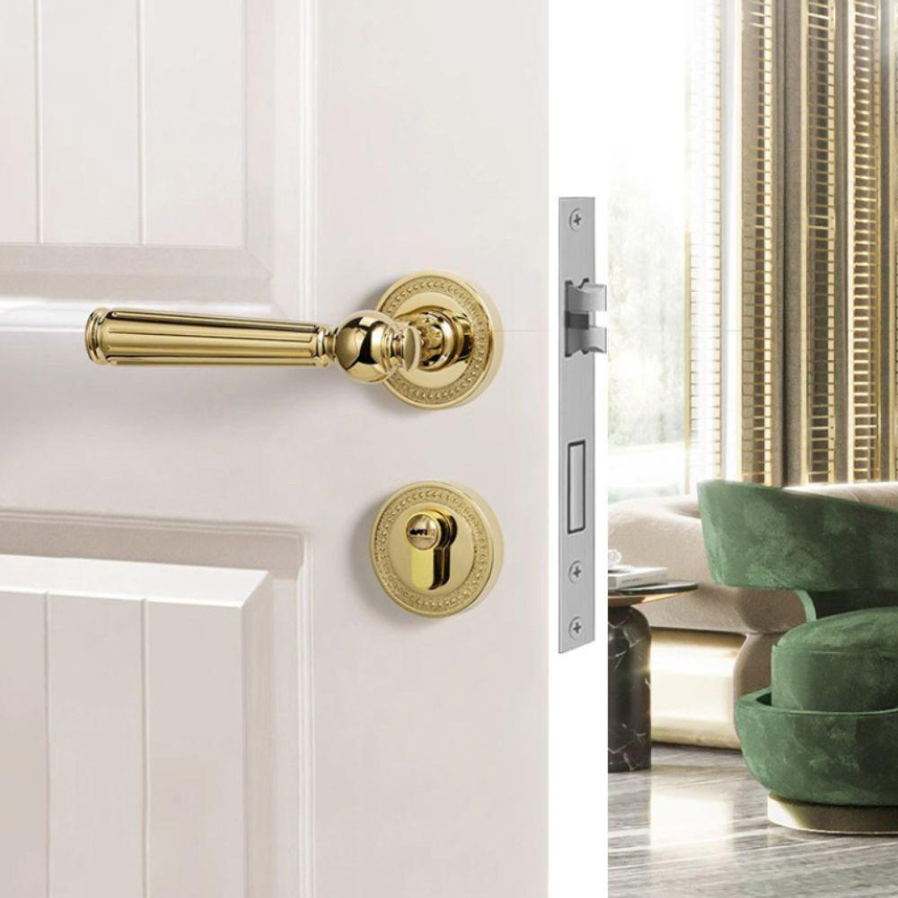 American Simple Design Magnetic Suction Door Lock Split Body Silent Silent Door Lock Durable Retro Style Wooden Door Handle Room