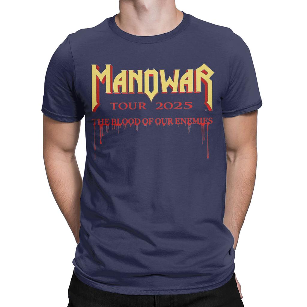 Krev našich nepřátel - turné Manowar 2025 Merch Unisex bavlněná trička Grafický potisk Tričko Oblečení