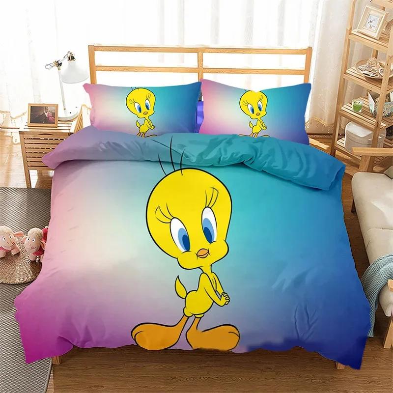 3D-gedrucktes Tweety-Vogel-Bettwäscheset Einzelbett Twin Doppelbett Queen King Cal King Größe Bettwäscheset