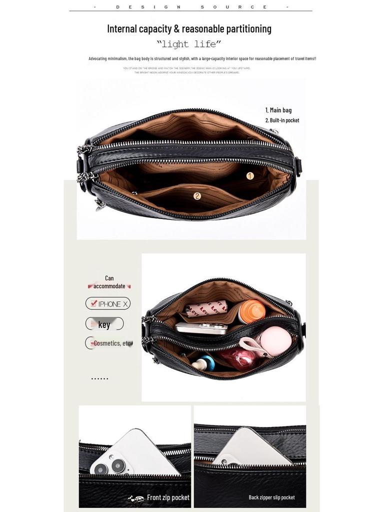 2024 Women's Multi-Layer Soft Texture Shoulder & Crossbody Bag - Large Capacity, High Quality