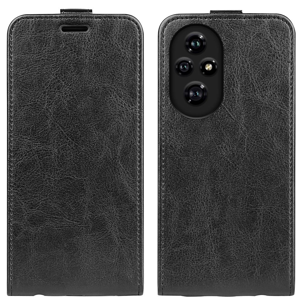 

Чехол For Honor 200 Pro 5G Crazy Horse Texture Leather Phone Cover с отделениями для карт и вертикальным откидным верхом Black