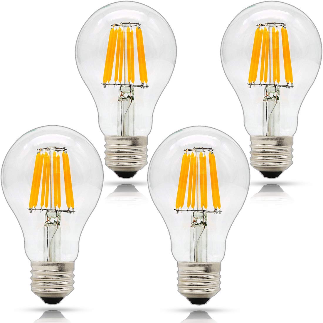 

60W Equivalent LED Bulbs, E26 Base, Apple Transparent LED Filament Light, Edison Bulb, LED Lamp, Energy Saving, Long Life, PSE A60, Pack of 4