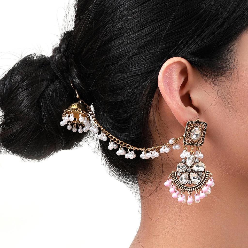 Bohemian Pearl Tassel Lantern Earrings