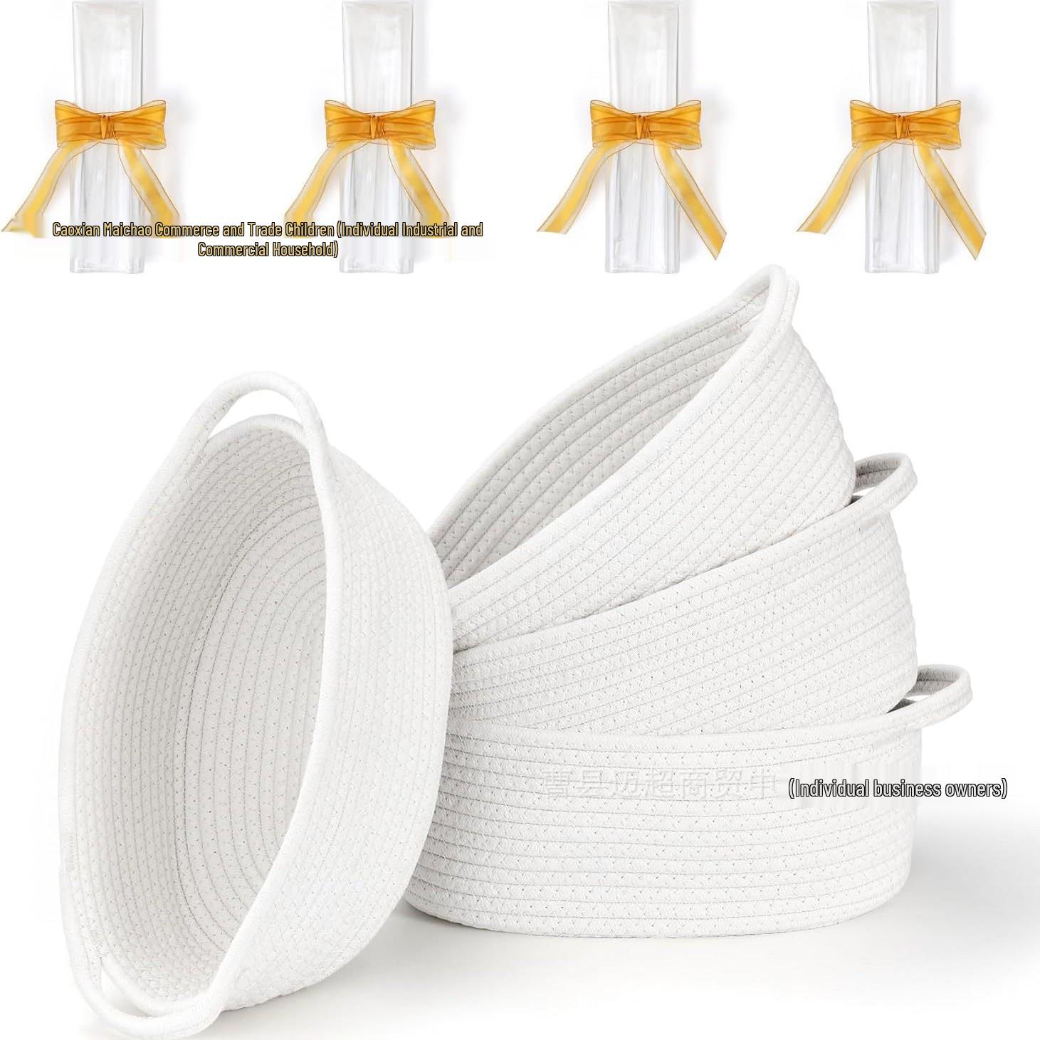 

Decorative Cotton Rope Woven Basket with Handle: Multi-Purpose Shelf Storage, Baby Gift, or Fruit Basket Contact Customer Service