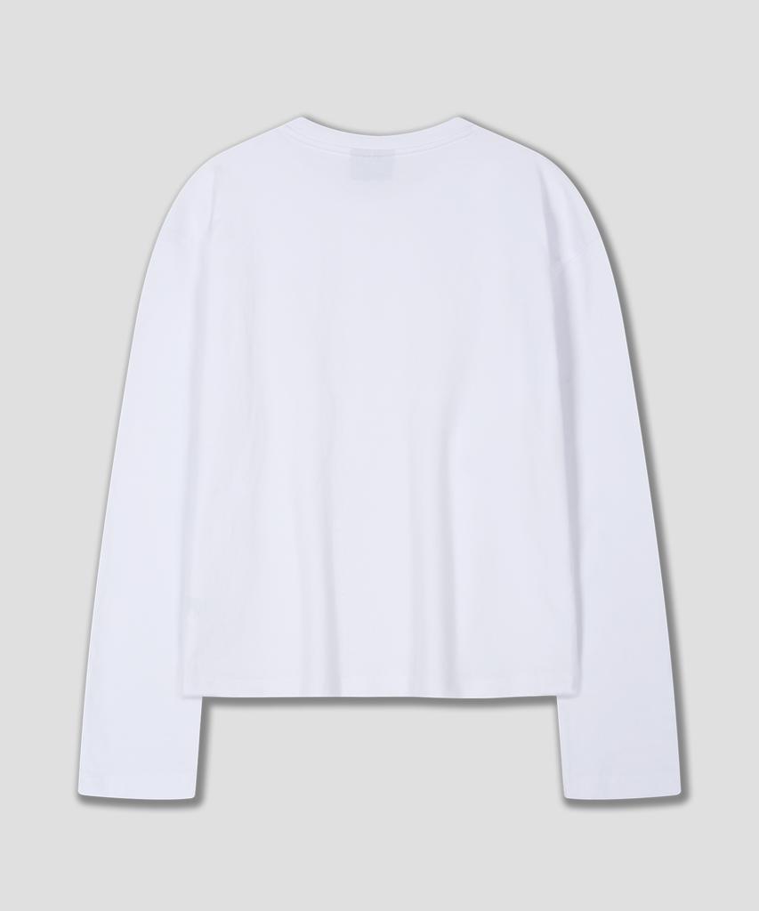 DOLPHIN WAVE APPAREL Dolphin Loose Crop Long Sleeve T-Shirt White