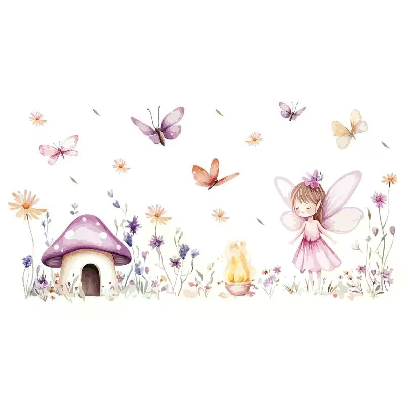 Cute Fairy Reading Wall Sticker For Baby Girls Nursary Room Kids Room Background Children's Room Wall Decals