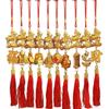 1Pcs Lucky Charms Pendant Golden Chinese Zodiac Goat Hanging Ornaments With Red Tassel For Spring Festival Home Car Decor