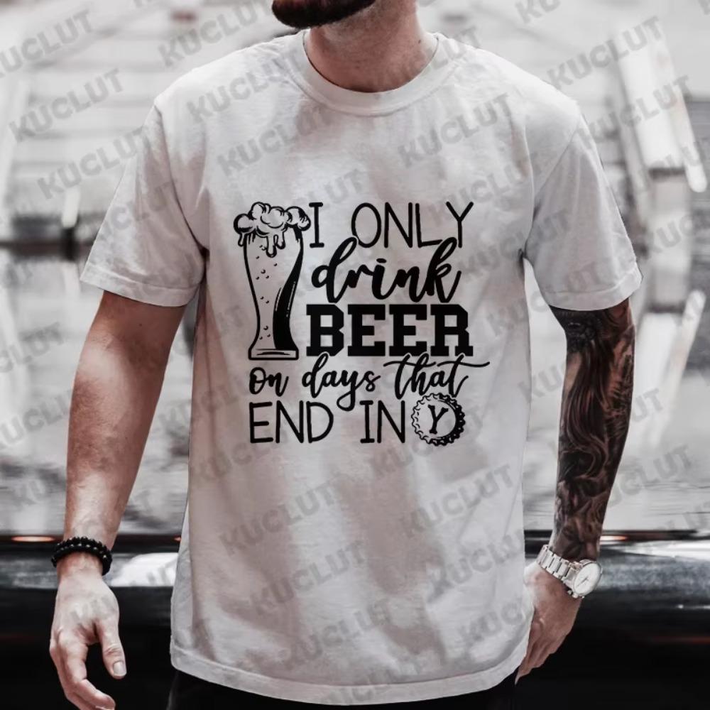 T-shirts for Men Drinking Beer Party Y2k Clothing Bachelor Party Drinking Team Matching Tees Shirts Outfit Oversized Streetwear