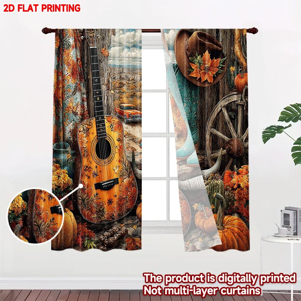 2D Flachdruck 2 Stück Alles Gute zum Valentinstag Party Vorhänge Herbst Cowboy Digital Bedruckte Polyester Vorhänge Party Dekorationen Verwendung