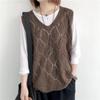 New, Retro, V-neck, Crochet, Knitted Sweater, Sleeveless Vest, Top, Loose, Hollowed Out, Pullover Vest