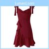 Polyester Spaghetti Strap Dress With Slim Fit Design For Summer Casual Wear