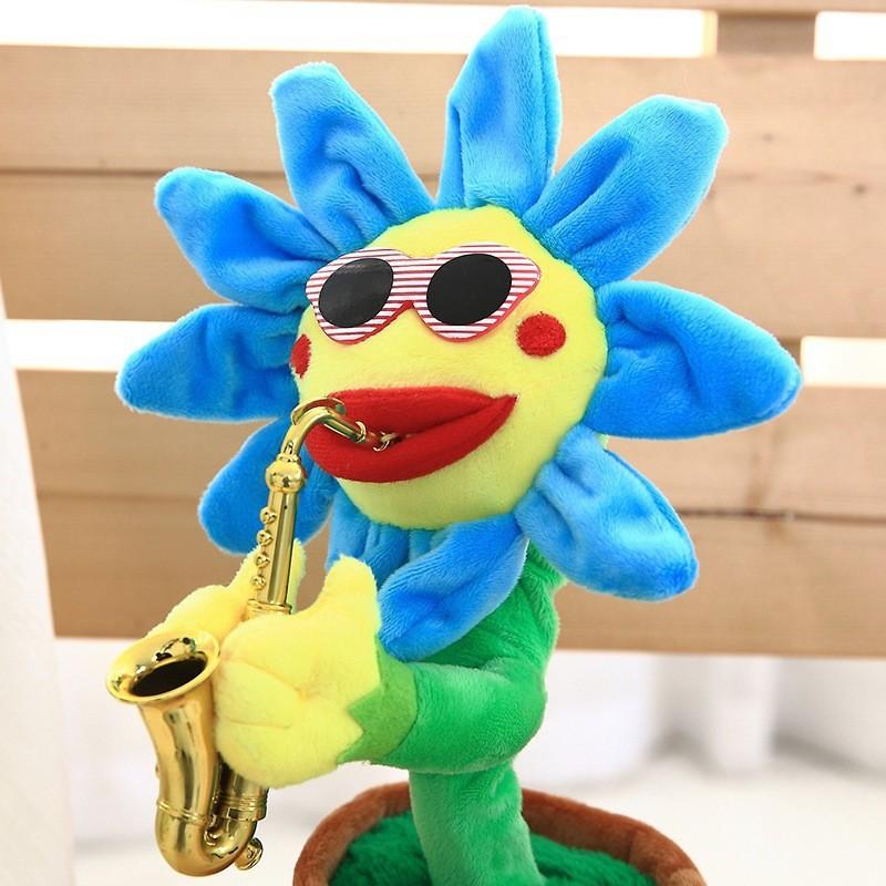 Saxophone Sunflower Plush Toy With Singing And Dancing Functions For Kids Gift