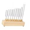 9 Pcs Tuning Fork Set 174 285 396 417 528 639 741 852 963Hz Tuning Fork Sound Healing Tool with Hammer and Wood Base