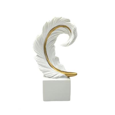 Harz Feder Ornament Desktop Feder Dekoration Elegant Harz Feder Skulptur Modern Grün Weiß Figur Künstlerisch für Zuhause