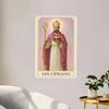 Saint Cuprian Metal Wall Plaque  Pastel Pink  Golden Christian Religious Decor   Classic Catholic Wall Art for Home Church