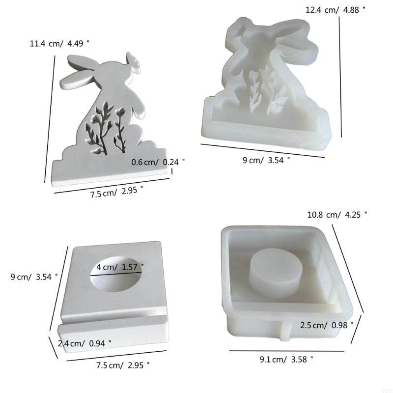 Rabbit Holder Resin Molds DIY Easter Rabbit Candlestick Silicone Mould X3UC