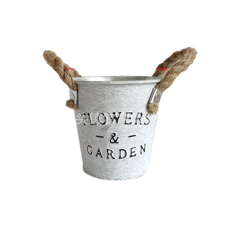 Rustic Iron Flower Pot Vintage Home Decor Planter Indoor Garden Farmhouse Style