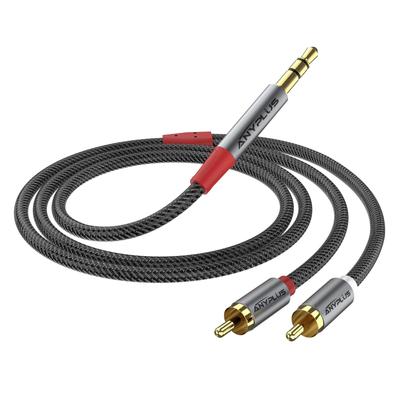 Převod ANYPLUS na 2 RCA Drát Jehlový Přehrávač Pásek Kabel Pokovený Konektor Samec na Y Typ Shunt Audio Pomocný 3,5 mm [1 m] 2 Samec drát, Smartphone,