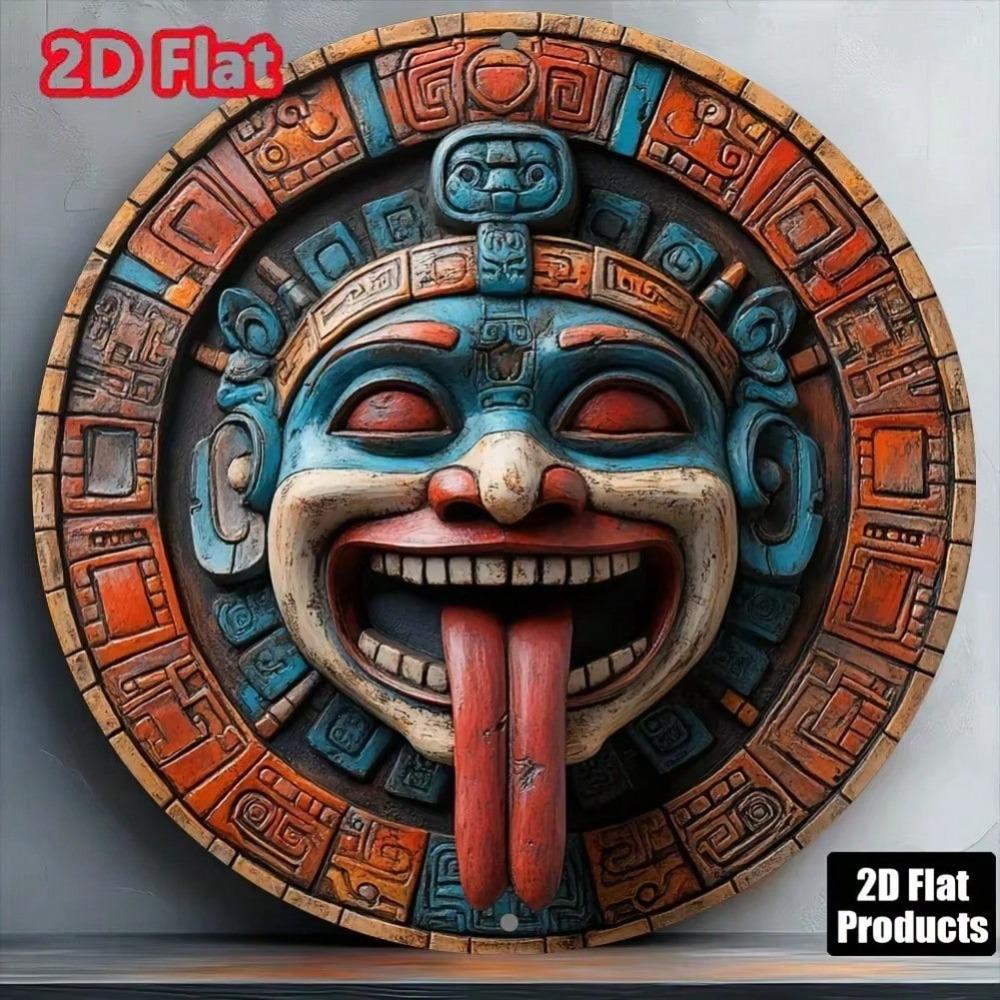 Tiki Mask Metal Wall Art Plaque Decor For Bar Cafe Home Office Halloween
