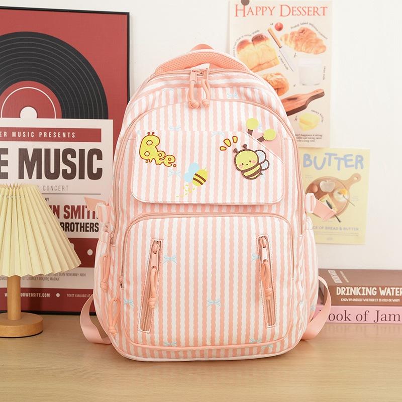 School bag new high value fresh sweet cute bee backpack junior high school students lightweight travel backpack