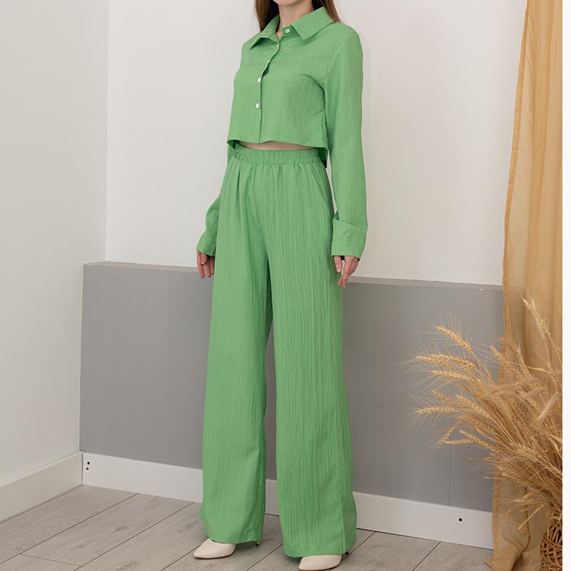 Streamgirl Women Summer Pants Sets 2 Pieces Crop Tops And Wide Leg Pants White Chiffon Thin Two Pieces Pant Sets Women's Suits