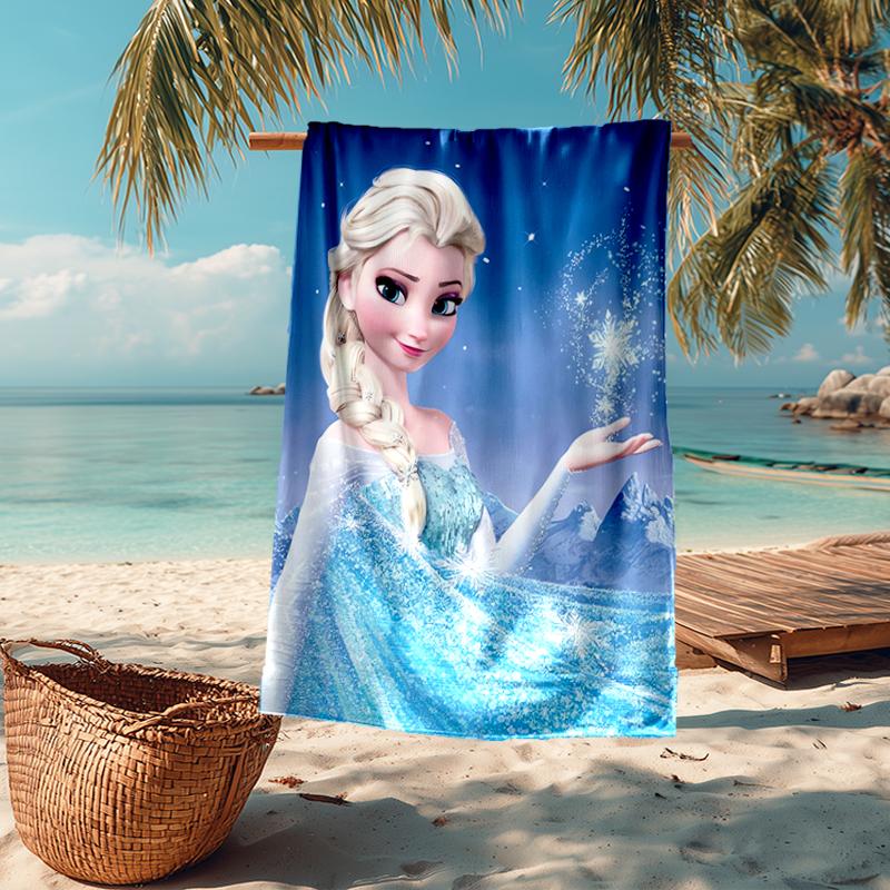 Ultra-Soft Beach Towel with Elsa Theme,Ideal for Pool - Camping, Diving - Perfect Travel Essential, Vibrant Beach Towel.