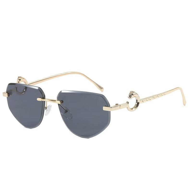 Frameless Sunglasses, Trimmed Leopard Head Sunglasses, Men S And Women S Personalized Polygonal Glasses, Light Luxury