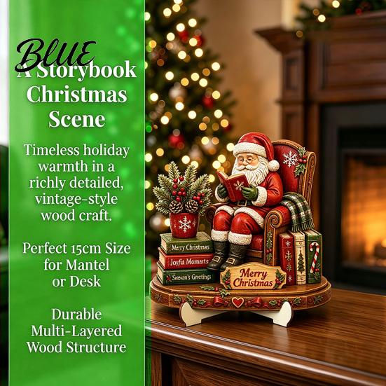 Indoor Outdoor Christmas Sign Wooden Table Sign 2D Flat Santa Claus/Snowman Reading Desktop Ornament Decorative Signage with Stand Holiday Tabletop