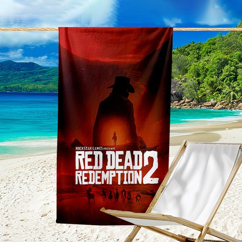 proof beach towel with a Red Dead Redemption1 pattern - soft,absorbent,quick-drying,machine washable - perfect for swimming,camping,bathing