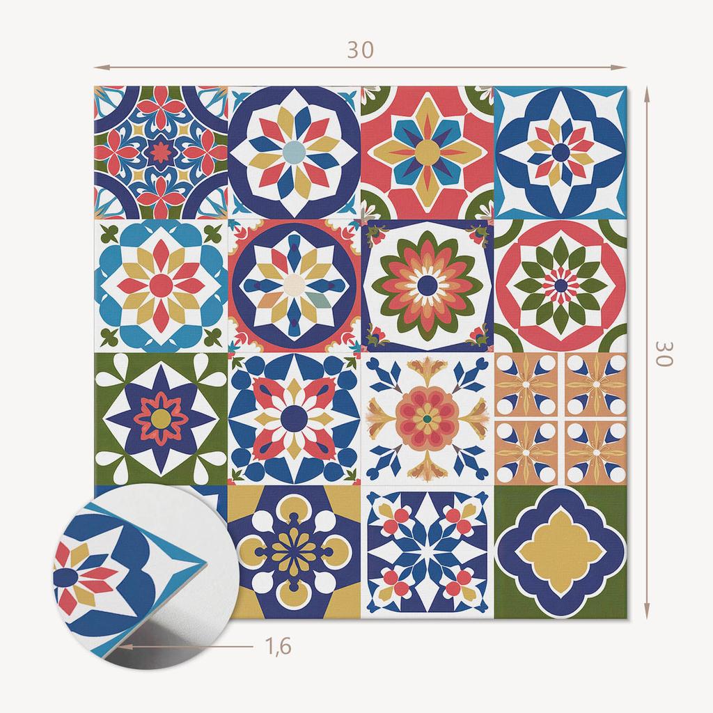 Decorative Vinyl Wall Tiles with Printed Mosaic Patterns in Squares 9x30x30 cm
