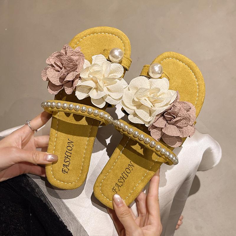 Retro flower fairy wind cool slippers female outer wear summer new comfortable slippers vacation slippers female