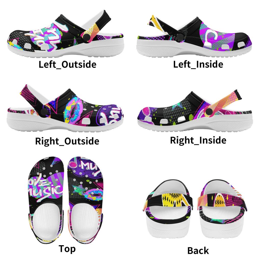 Color Print EVA Beach Clogs Unisex Lightweight Breathable Slip On Garden Shoes Bathroom Pool Home Summer Wear Beach Pool Wear