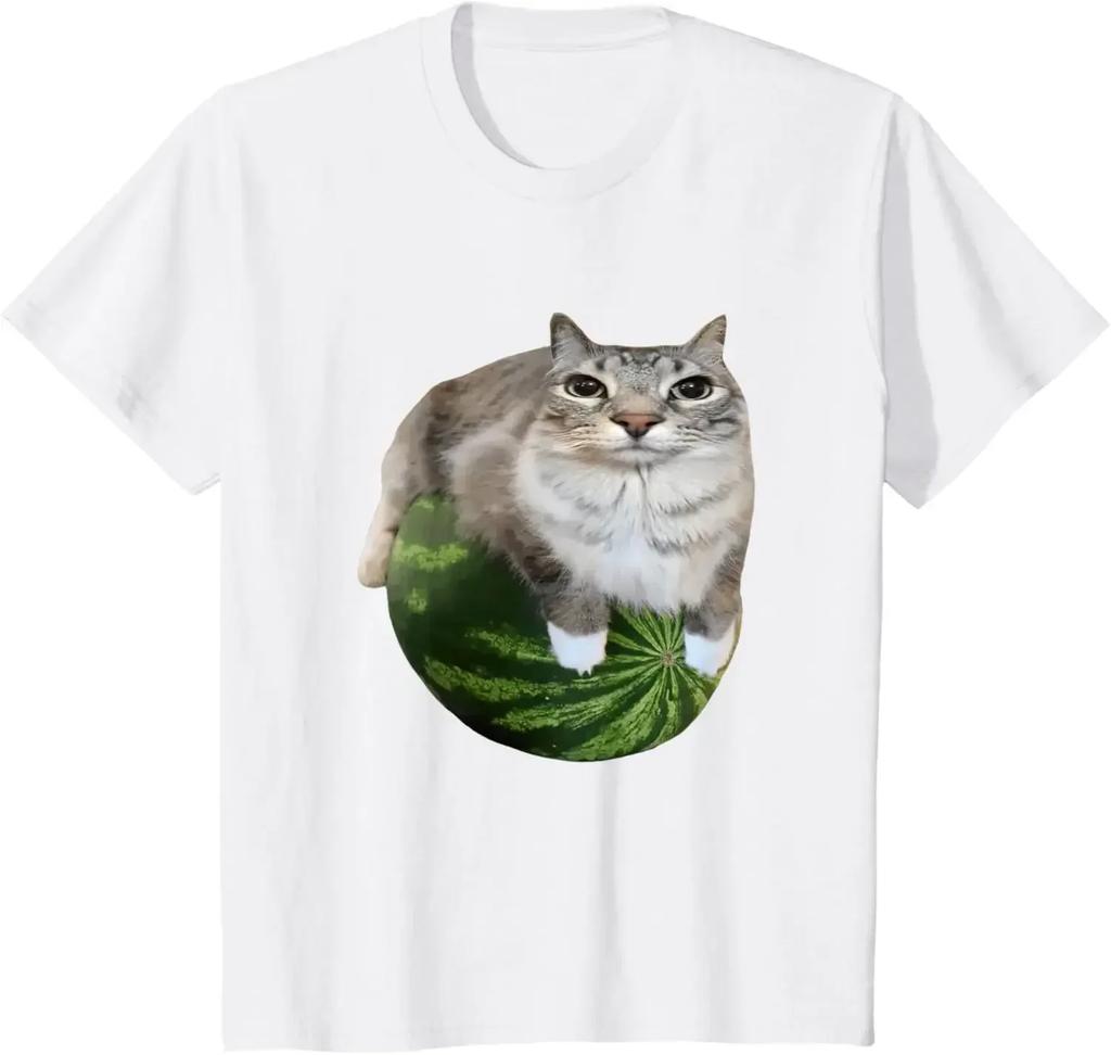 ZX Tee Watermelon Cat Silly Cat Meme T-Shirt A Hilarious Watermelon Print Shirt Is A Stylish Women Clothing harajuku graphic t shirts