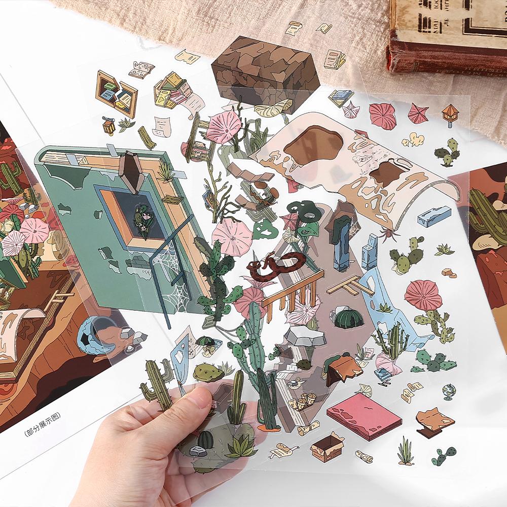 2.8D Landschafts-Scrapbooking-Aufkleber Miniatur-Hütten-Szene Stapel-Kleb-Handkonto-Schreibwaren Geschenk für Kind Kind