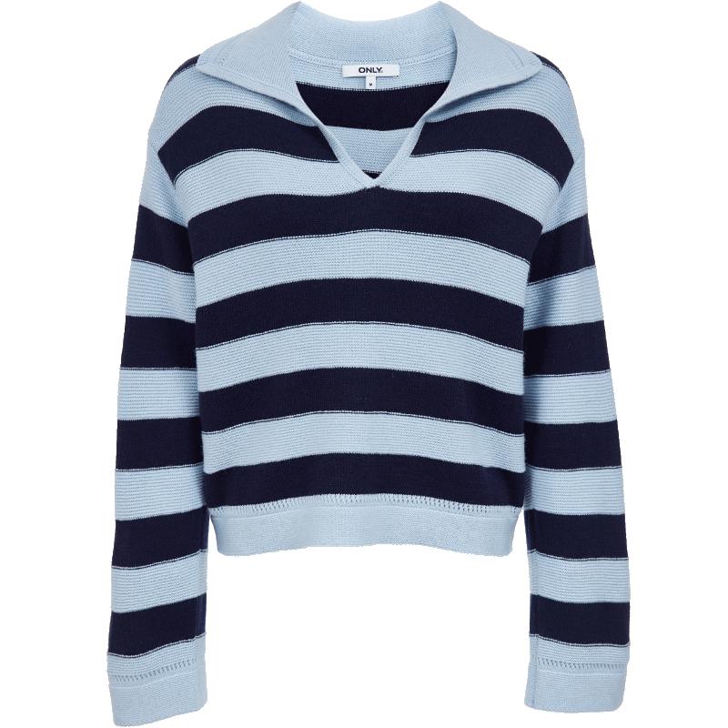 Only Women's V-Neck Striped Drop Shoulder Knit Sweater