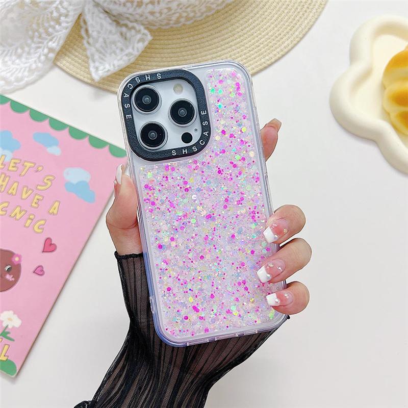 

Светящийся темный светящийся неоновый силиконовый чехол для телефона для iPhone 14Pro Max 15 13 12 Pro Max, роскошный блестящий прозрачный чехол с блестками Kawaii For iPhone 11