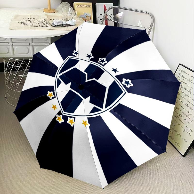 1PC Monter-rey Football Crest Art Printed Umbrella Folding umbrella, automatic umbrella 8-Frame for Travel, camping Fan gifts Christmas Gifts