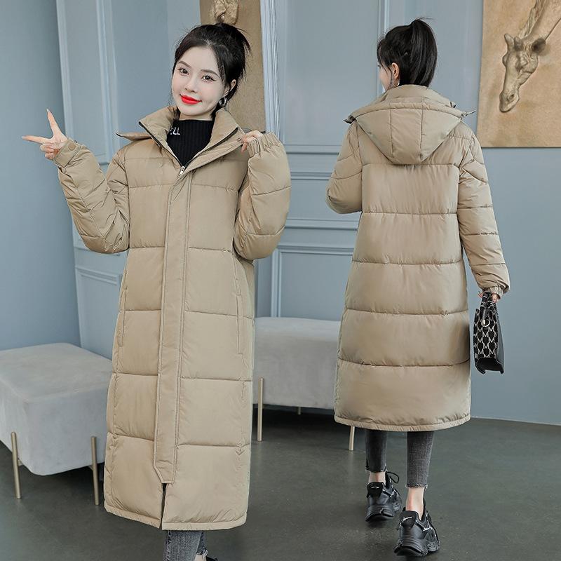 Thickened Down Jacket Women's Long Slim Fitting Knee Length Jacket Hooded 2026 Winter New Jacket