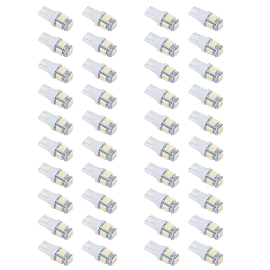 XunugZK 40PCS Super White T10 Wedge 5-SMD 5050 LED Bulb W5W 2825 158 192 168 194