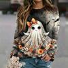 Women's Casual Halloween Print Raglan Long Sleeve Neck Sweatshirt Top
