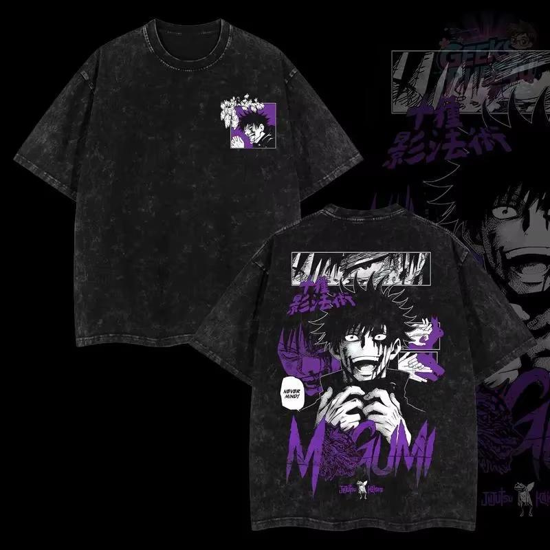 

Manga Jujutsu Kaisen T Shirt Fushiguro Megumi Anime Tshirt Gothic Yk Vintage Washed Tshirt Mens Clothing Cotton Tees Tops S