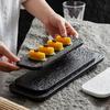 Rectangular Black & White Ceramic Sushi and Dessert Plate