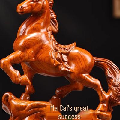 Rosewood Horse Figurine: Solid Wood Zodiac Sculpture for Home Décor and Housewarming Gift