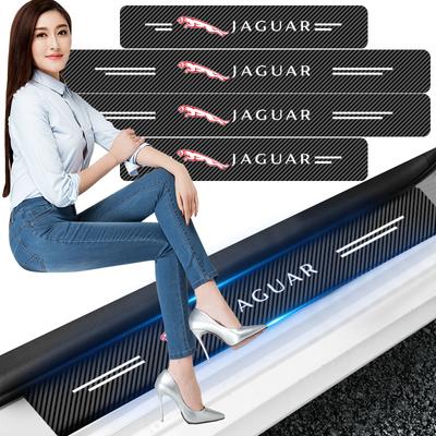 4 Stück Carbonfaser Autoaufkleber Auto Türschwelle Wasserdichte Aufkleber für XF XJ XE S-Type F-Type X-Type F-Pace I-Pace E-Pace XFR XKR