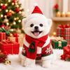 2Pcs/Set Winter Dog Scarf Collar Christmas Cat Scarf Hat Small Dog Accessories  for Puppy Kitten