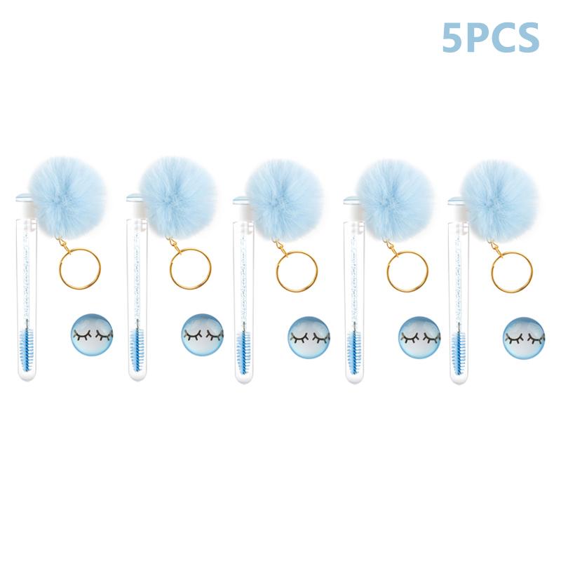 

Туба для кисти для ресниц с помпоном, кисть для макияжа для наращивания ресниц, пылезащитная, расческа для бровей, инструменты для красоты синий