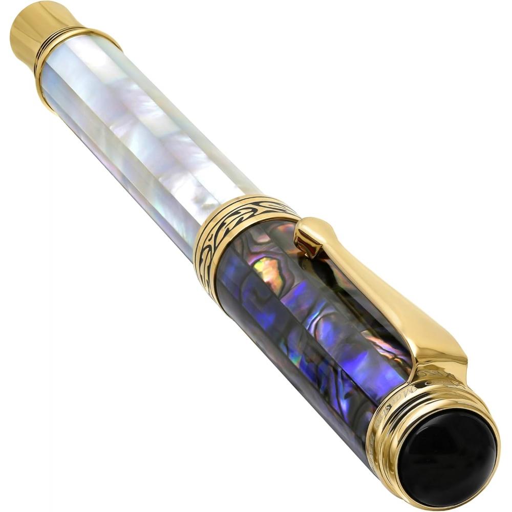 Xezo Fountain Fine Nib Rainbow White Mop Blue Paua 18k Pt Plated Serial Maestro