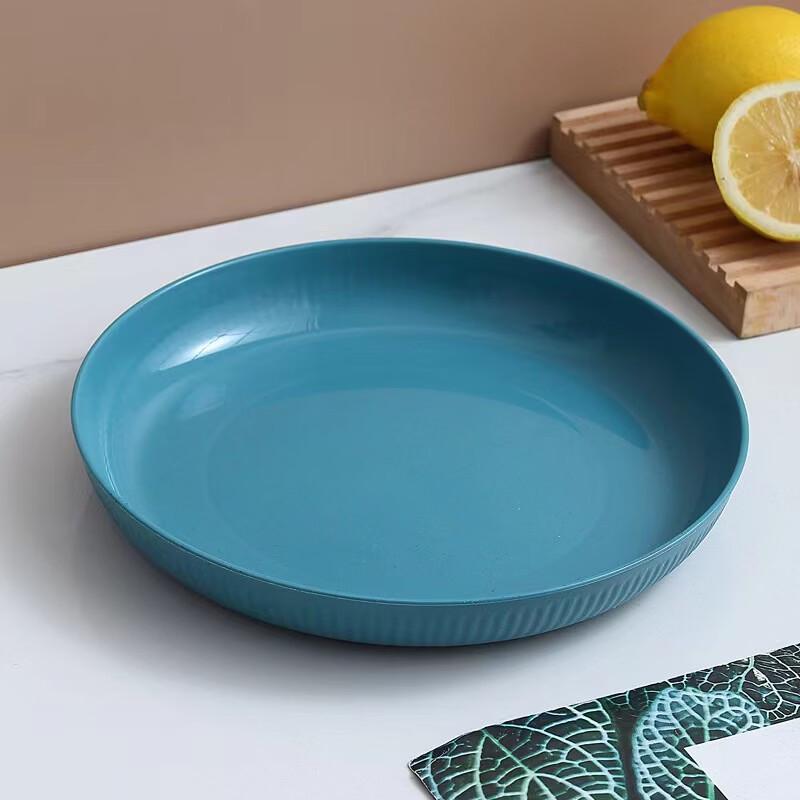 Wheat Straw Striped Round Dinner Plate Set