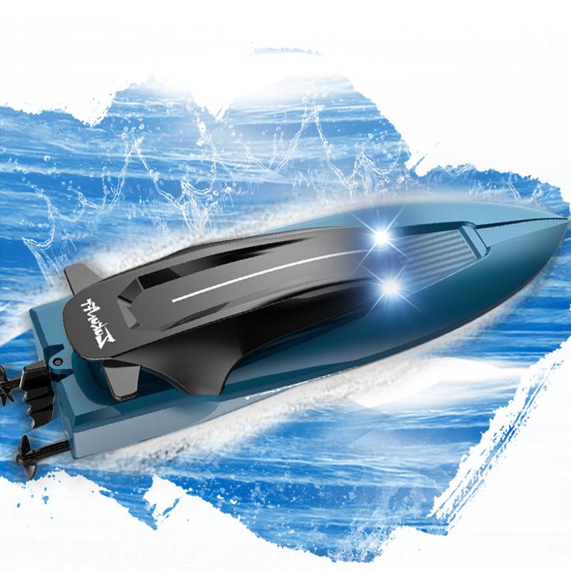 Multi Player Competition Mini Remote Control Speedboat 2.4G Waterproof Dual Propeller Off-Water Induction Lighting RC Boat Toy